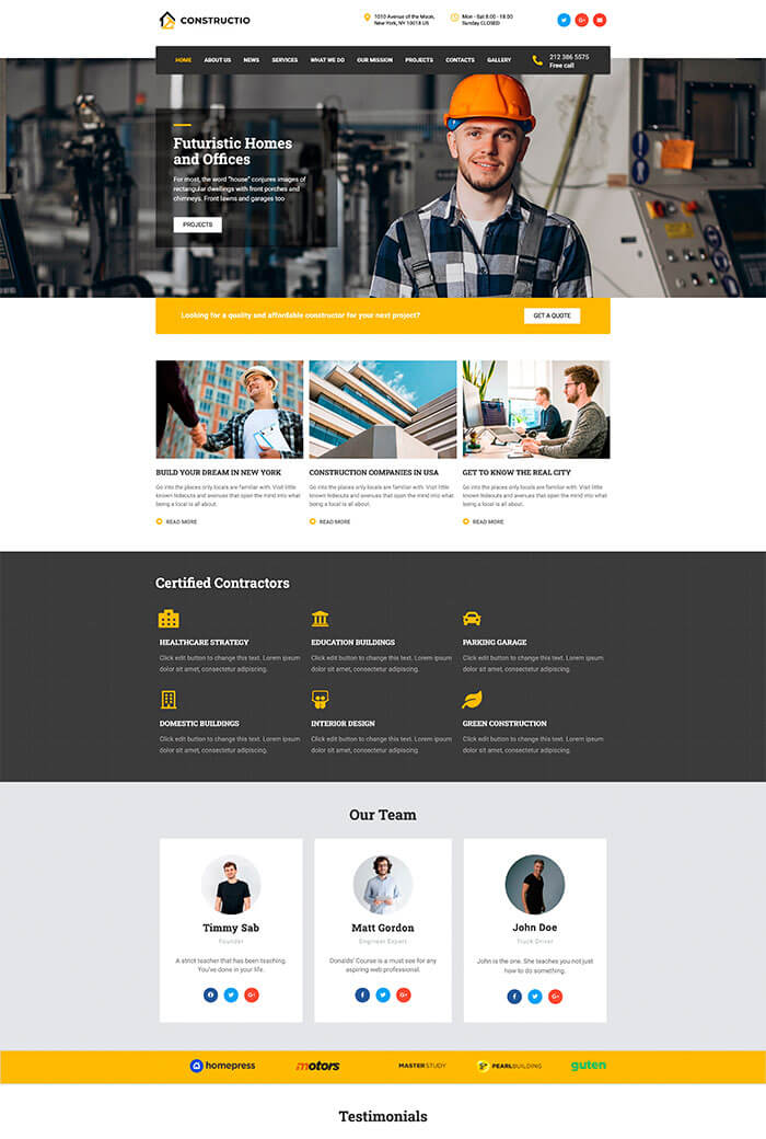 Free Construction Elementor Template Kit