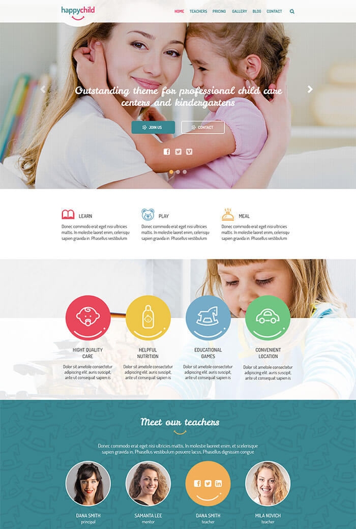HappyChild – Free Kindergarten WordPress Theme