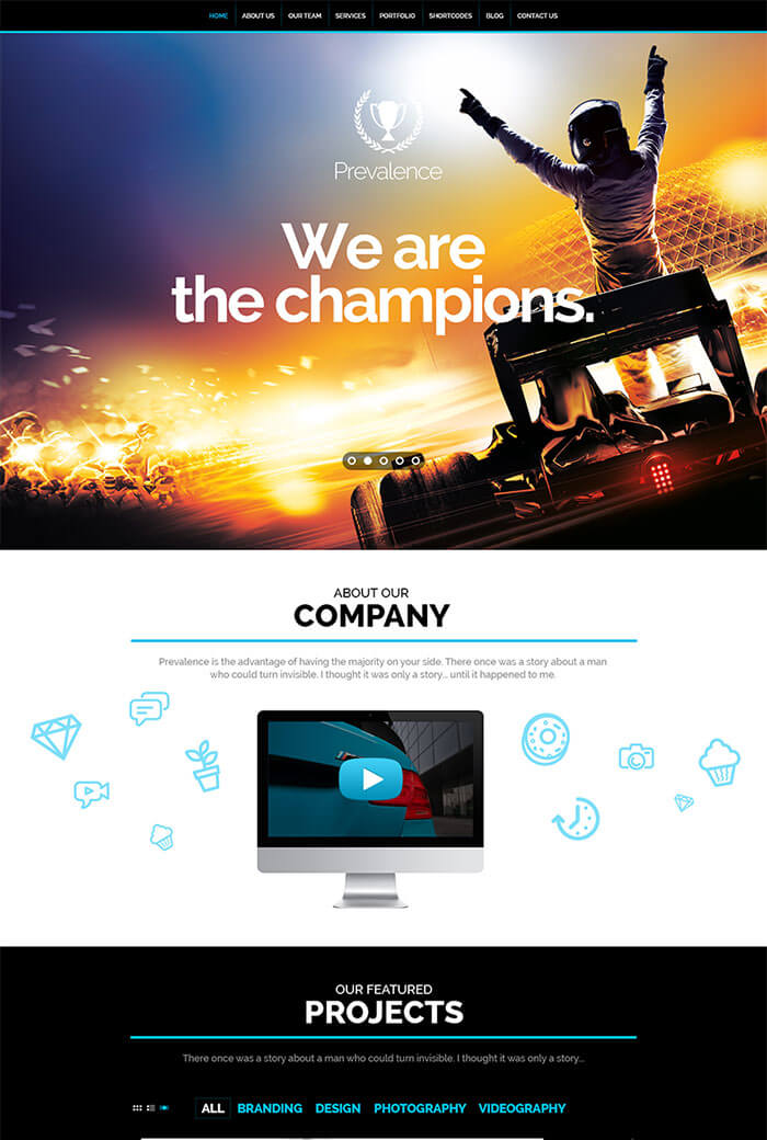 Prevalence – Landing Page WP + HTML + PSD