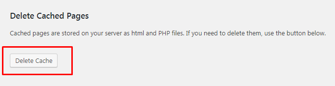 Delete Cache WP Super Cache