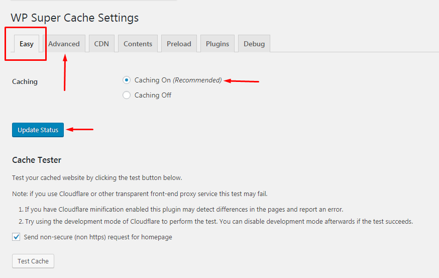 Easy Settings WP Super Cache