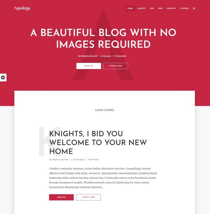 Typology Blog WordPress Theme 2018