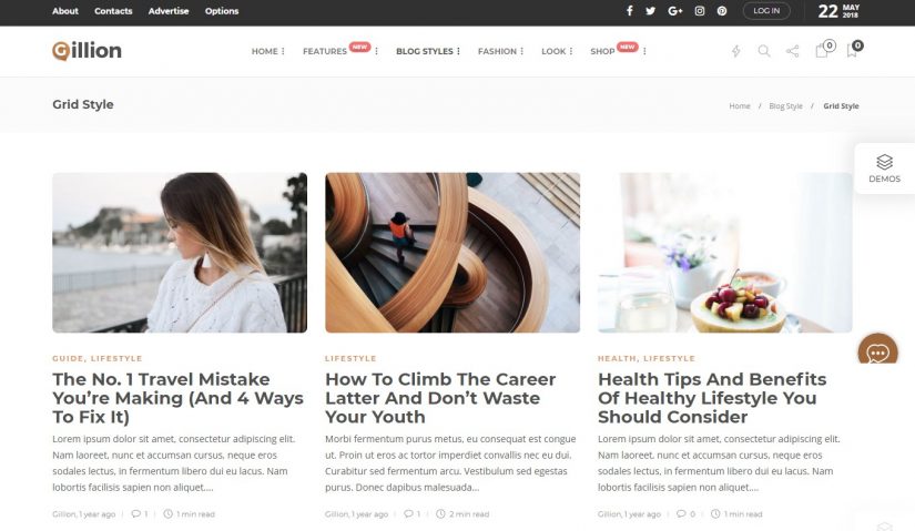 Gillion WordPress Blog Theme in 2018