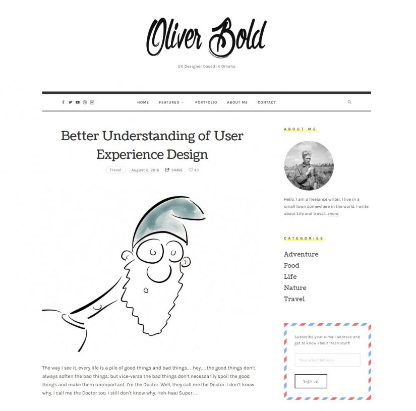 TheBlogger WordPress Them for a Blog in 2018