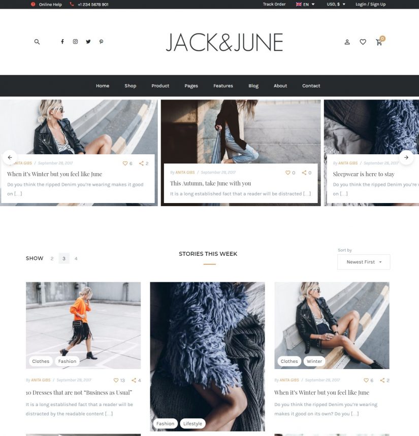June 2018 WordPress Blog Theme