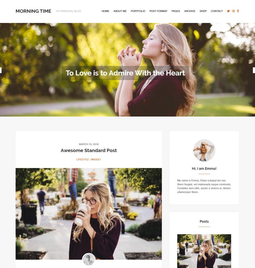 MorningTime WordPress Theme for Blog 2018