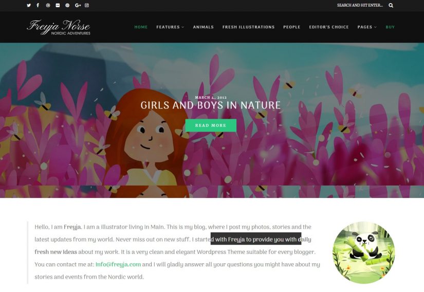 Freyja WordPress Theme of 2018 for Blog