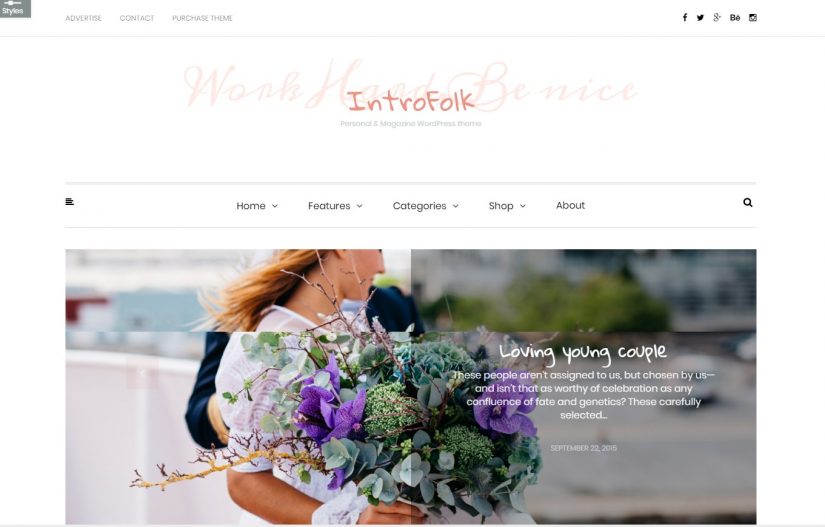 IntroFolk WordPress Blog Theme at 2018