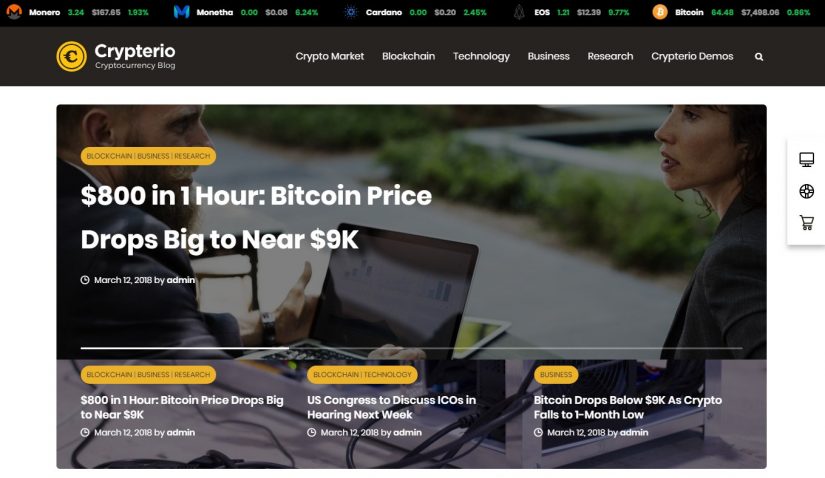 Crypterio WordPress Theme for a Blog 2018