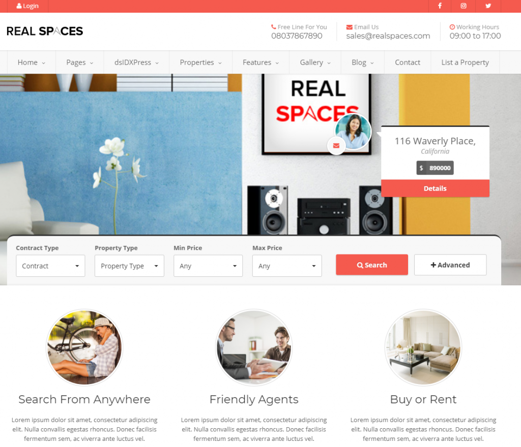real estate listing wordpress theme
