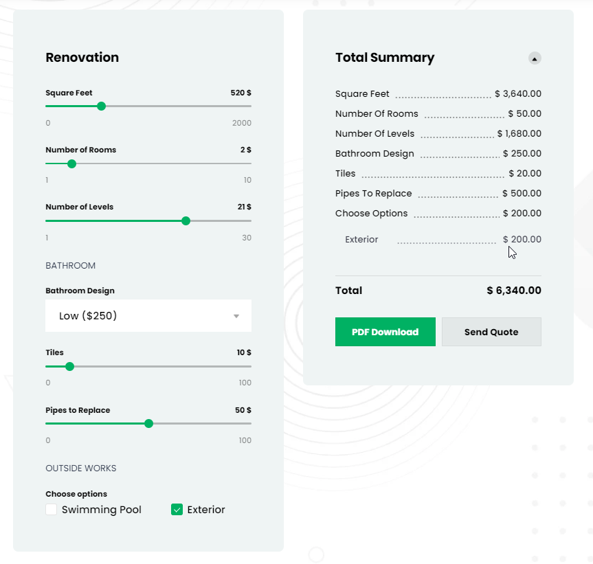 WordPress Calculator for Renovation
