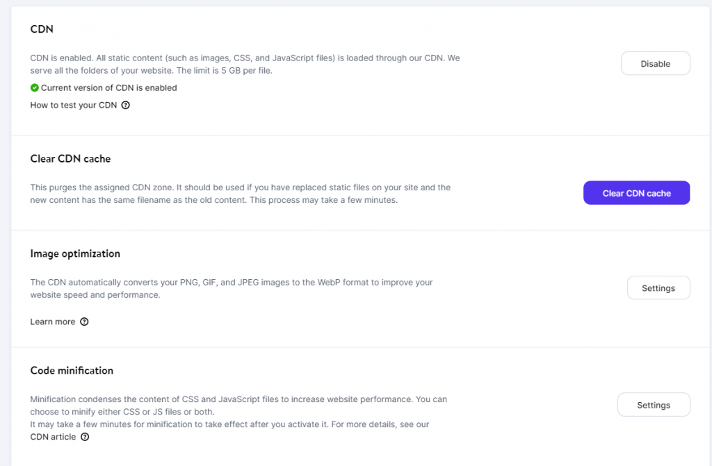 CDN Settings