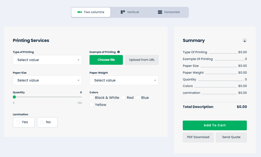Printing Service Calculator