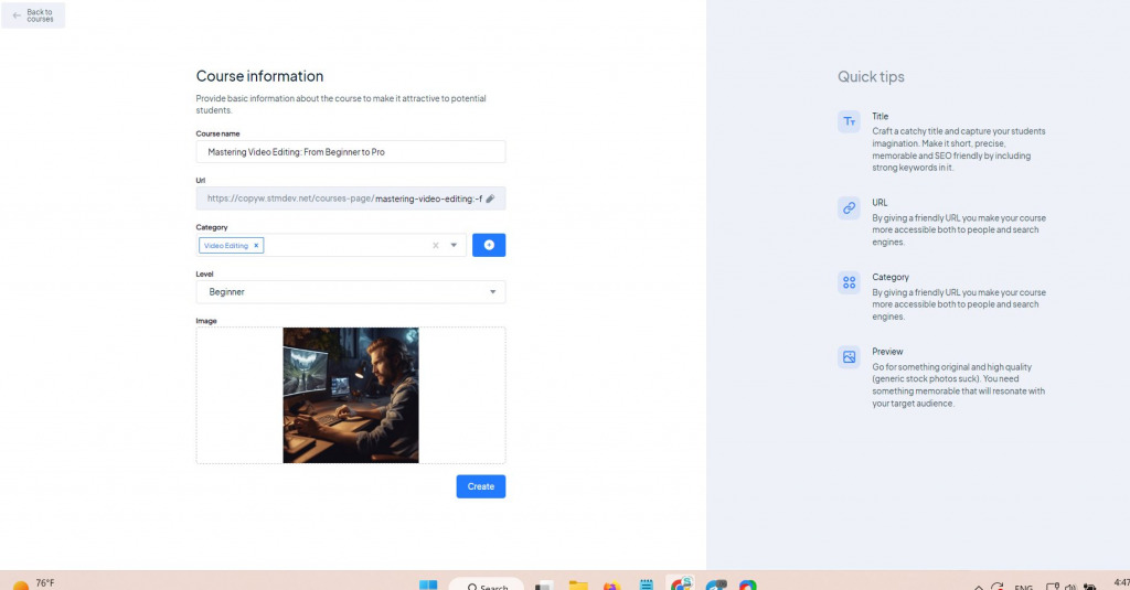 Course Creating from Scratch
