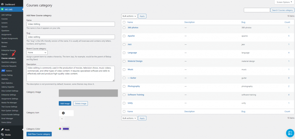 Course Categories
