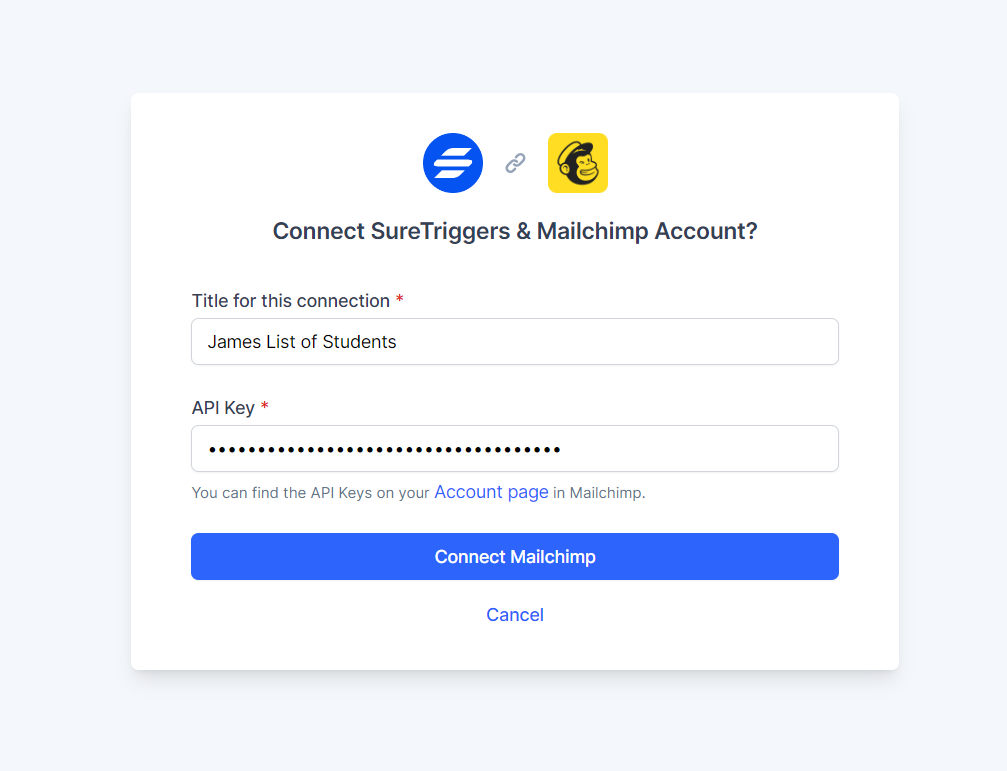Connect MailChimp with SureTriggers